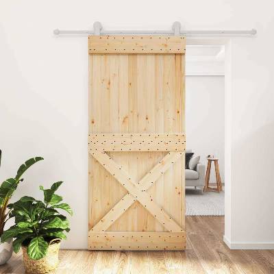 vidaXL Преплъзваща се врата Естествено и бяло 95 x 210 cm (3445042)