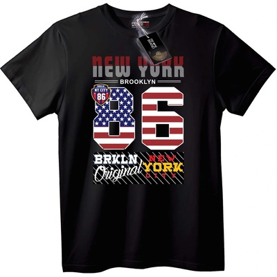 NOONEBRAND Тениска New York Brooklyn 86 - 6XL, Black