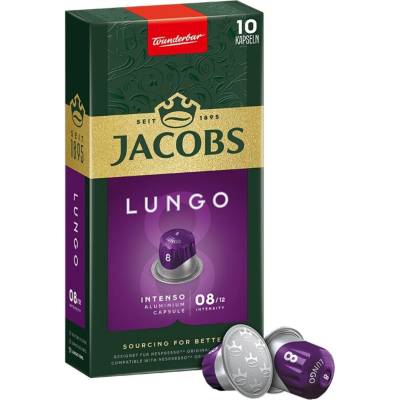 Douwe Egberts JACOBS Lungo Intenso Intensity 8 - 10 алуминиеви капсули, съвместими с кафе машини Nespresso®*