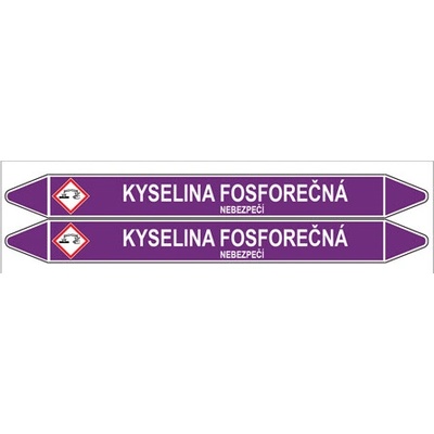 Značení potrubí, kyselina fosforečná,2 ks, 450 × 52 mm PZ 007071