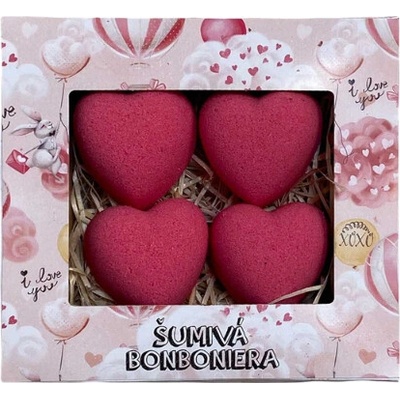 Bohemia Gifts & Cosmetics Šumivá bonboniéra srdce BC210464 4 × 30 g
