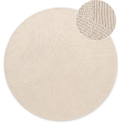 Hanse Home Ръчно изработен вълнен кръгъл килим в светло естествен цвят ø 200 cm Eleni Natural White - Hanse Home (106220-200)