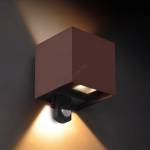 Brilagi - LED външно стенно осветително тяло със сензор CUBE LED/6W/230V, кафяво, IP65 (BG5254)