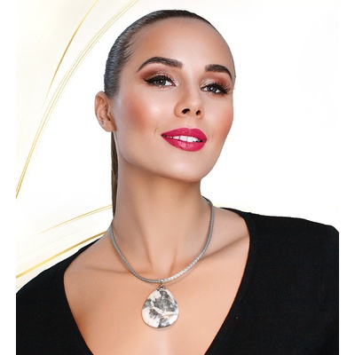 Foxette Přívěsek Mexický Jasper s koženým náhrdelníkem Triangl JF 0347