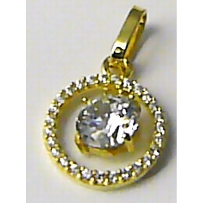 Klenoty Budín Dámský zlatý přívěsek s velkým zirkonem v kruhu 246040764
