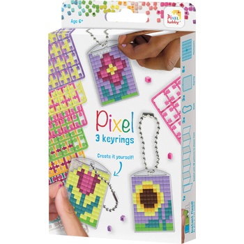Pixelhobby Комплект мозайки с пиксели Pixelhobby, Ключодържатели - Цветя (20133)