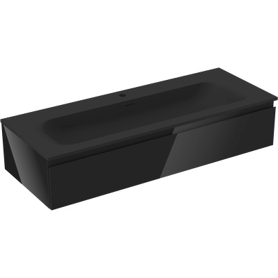 Orio шкаф за баня 120 см с мивка Vela, 1 чекмедже, черен гланц/черен мат (91A10-12023-1-BF70-W23M71)