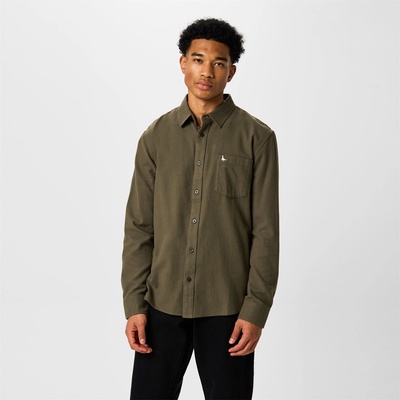 Jack Wills Plain Flannel Shirt Mens - Leaf/Trekking