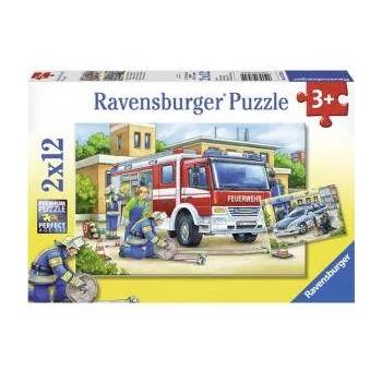 Ravensburger Детски пъзел 2 в 1 - Полиция и пожарна - Ravensburger, 707911