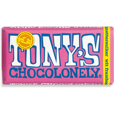Tony’s Chocolonely bílá, maliny a praskající cukr 180 g