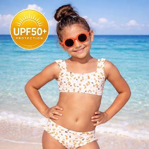 Swim Essentials : Бански от две части с къдрички с размери от 0 до 6 години "Οffwhite khaki leopard (SWE-2020SE525)