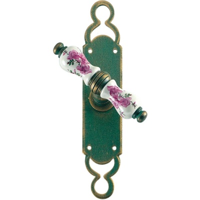 GALBUSERA Kovaná okenná kľučka model 1-40 - florentínsky bronz, porcelán D5