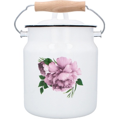 CHOMIK SMALTOVANÝ HRNIEC 3,3 L 16 CM BIELA PIVÓNIA LAURA Z/P 2691