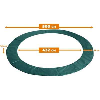 Aga kryt pružin na trampolínu Exclusive s vnitřní síti 500 cm tmavě zelená