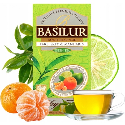 Basilur Zelený Čaj Mandarin & Earl Grey v sáčcích 37,5 g