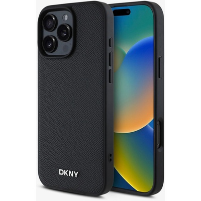 DKNY PU кожа сребристо метално лого Magsafe заден капак за iPhone 16 Pro черен DKNY | Lilav | МЪЖЕ | UNI