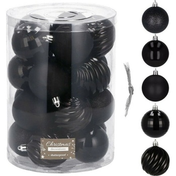 SPRINGOS Vianočné banky čierne mix 6cm sada 20ks