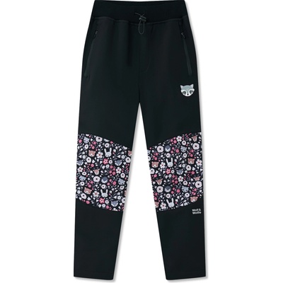 Wolf Dívčí softshellové kalhoty, zateplené Wolf &ie B2591, černá lesní zvířátka Černá