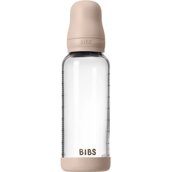 BIBS Baby Glass Bottle Silicone шише против колики със силиконова приставка за пиене Blush 240ml