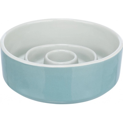 Keramická miska k pomalému krmení, kruhy 14 cm, šedomodrá 0,45 l
