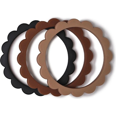Mushie náramkové zo silikónu Flower Black natural caramel