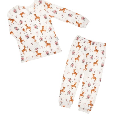 Pyžamo s dlouhým rukávem bavlněné pro dívky srnky krémová LALA