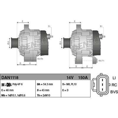 Alternátor DENSO (DE DAN1118)
