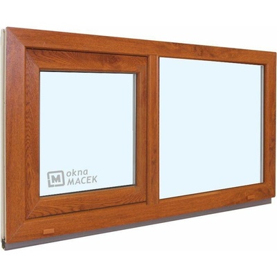 KÖMMERLING Plastové okno - 70 AD, 1500x900 mm, FIX/OS, zlatý dub čiré, zlatý dub/bílá