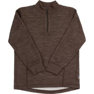 Joha Детски вълнен пуловер Joha Kid's Blouse with Zipper Merino jumper - Dark Brown - размер 100 (704-6195-0312)