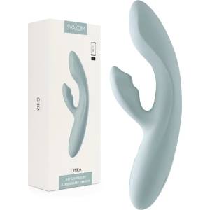  Интерактивен вибратор тип зайче, 18, 7см. - Chika Turquoise Grey (SVAKOM0218)