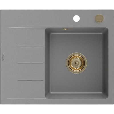 Ben гранитна мивка с едно корито и отцедник, дясна 600 х 500 mm, сива, (6523605000-71-G)