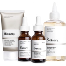 The Ordinary The Bright rozjasňující sada proti pigmentovým skvrnám čisticí emulze 50 ml + oční sérum 30 ml + Sérum s vitamínem C 30 ml + tonikum s kyselinou glykolovou 240 ml dárková sada