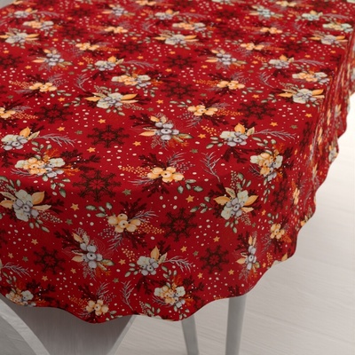 Biante bavlna oválny obrus Sandra SA-714 Vianočné cezmíny na červenom 140x220 cm