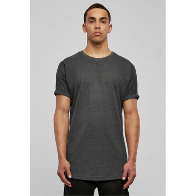 Urban Classics Prodloužené bavlněné triko s ohrnutými rukávy šedá uhlová