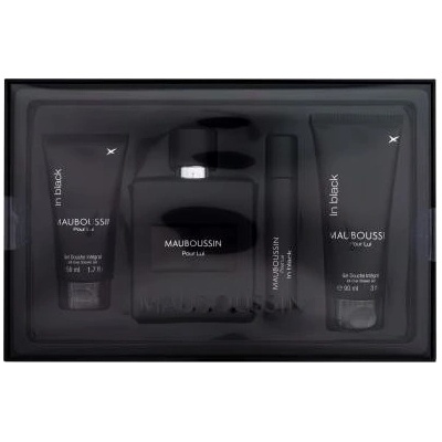 Mauboussin Pour Lui In Black darčekový set parfumovaná voda 100 ml + parfumovaná voda 20 ml + sprchovací gél 90 ml + sprchovací gél 50 ml