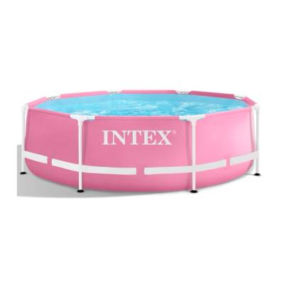 Intex Басейн Intex, Кръгъл, Диаметър 244 см, Височина 76 см, PVC/стомана, Обем 2843 л, Розов (423340)