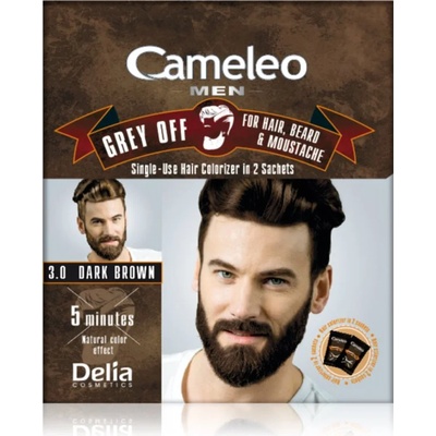 Delia Cosmetics Cameleo Men еднократна боя за прикирване на бели коси цвят 3.0 Dark Brown 2 x 15ml