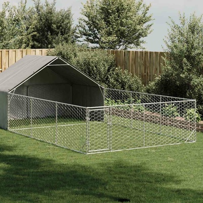 vidaXL Venkovní psí kotec s výběhem a střechou 700 x 300 x 190 cm pozinkovaná ocel 9799.3329244