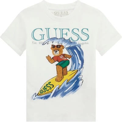 GUESS Бяла тениска за мини момче Guess сърф с мече