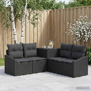 vidaXL Комплект дивани 5 бр. Черно 178, 5 x 178, 5 x 85 см (3447808)
