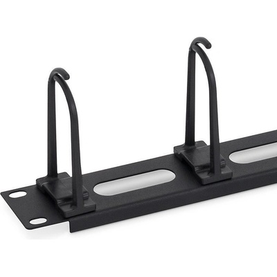 TRITON 19\" vyvazovací panel průchozí 1U - 5x plastová úchytka velká, černá