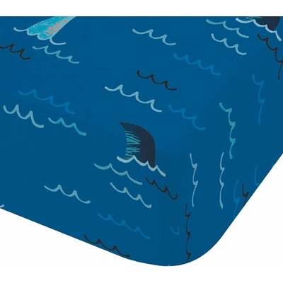 Catherine Lansfield Modrá napínacia plachta na jednolôžko Jawsome Shark 90x190