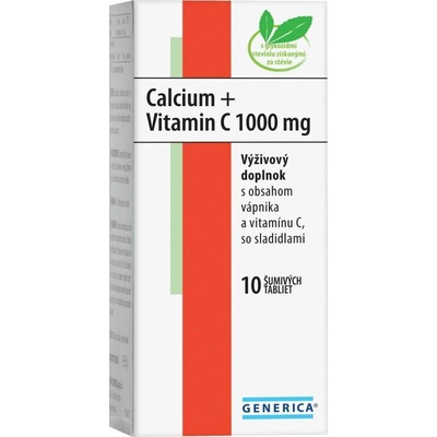 Generica Calcium + Vitamin C 1000mg šumivé tablety s Vitamínom C 10 tabliet