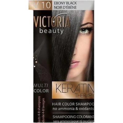 Victoria Beauty Оцветяващ шампоан с кератин - Ебено черно (v10), 4-8 измивания