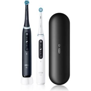 Oral-B iO5 комплект четки за зъби и резервни глави с калъфка DUO Black & White 2 бр