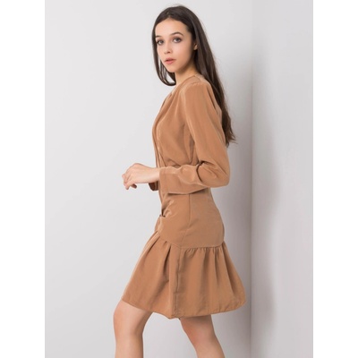 Emme dámske volánové šaty line 322-SK-10099.40 svetlohnedé