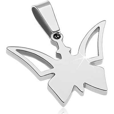 Šperky eshop Přívěsek z chirurgické oceli stříbrné barvy motýlek s výřezy na křídlech AA34.21