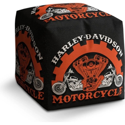 Sablio Taburet Cube Harley-Davidson motor Černé pozadí: 40x40x40 cm