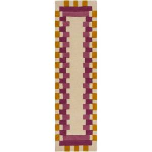 Flair Rugs Жълто-розова ръчно изработена вълнена пътека 60x230 cm Kai Wool Border - Flair Rugs (503119376936)