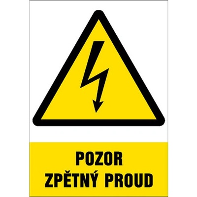 Značka Pozor - Zpětný proud, samolepicí fólie, 74 × 105 mm BZ FB315